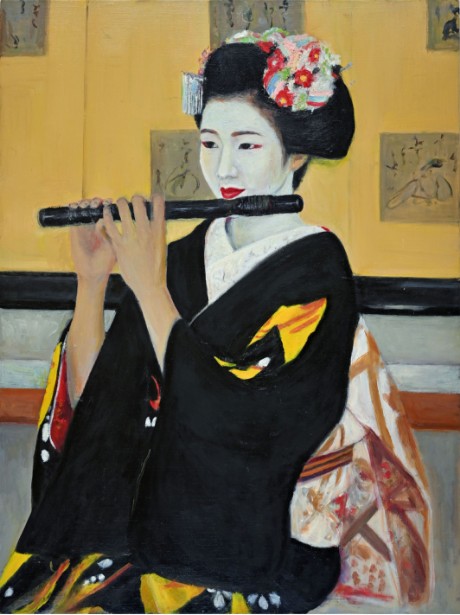 「舞妓 横笛」油彩P12号